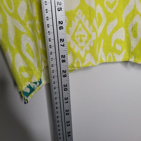 TRU LUXE button front tunic Linen Blend Vacation Bright Casual 3/4 Sleeve Xl - Picture 9 of 9